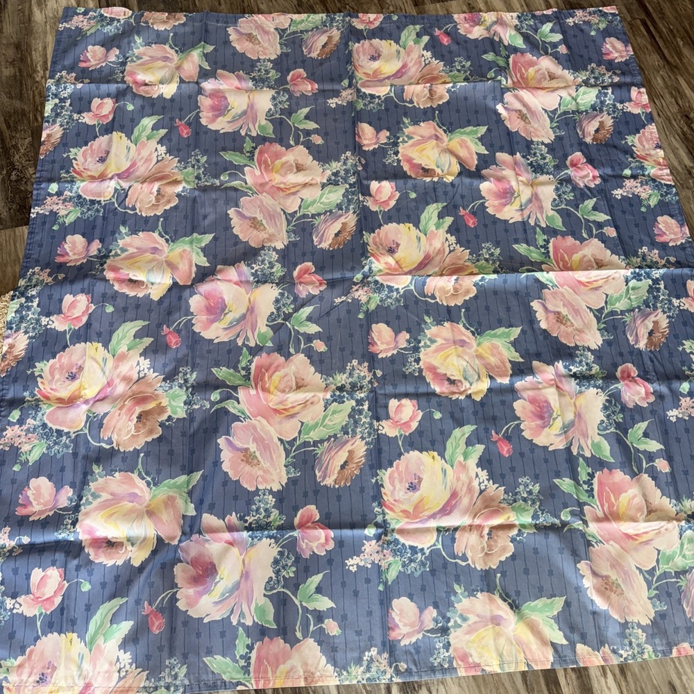 Vintage Hygiene Industries Shower Curtain Blue Pink Floral Kitschy USA 67X71